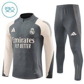 Dječji Real Madrid Sweatshirt Za Trening Četvrt Zip 2024-25 Siva